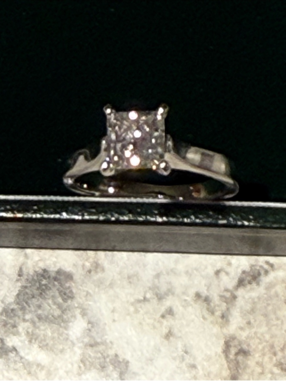 Classic Solitaire Princess-Cut Diamond Ring in 10k white gold